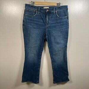 Madewell Mid Rise Kick Out Jeans Size 32 Dark Wash Denim Blue Whiskering